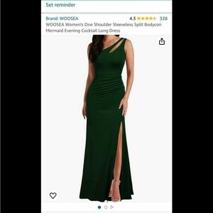 One Shoulder Dark Green Cocktail Dress